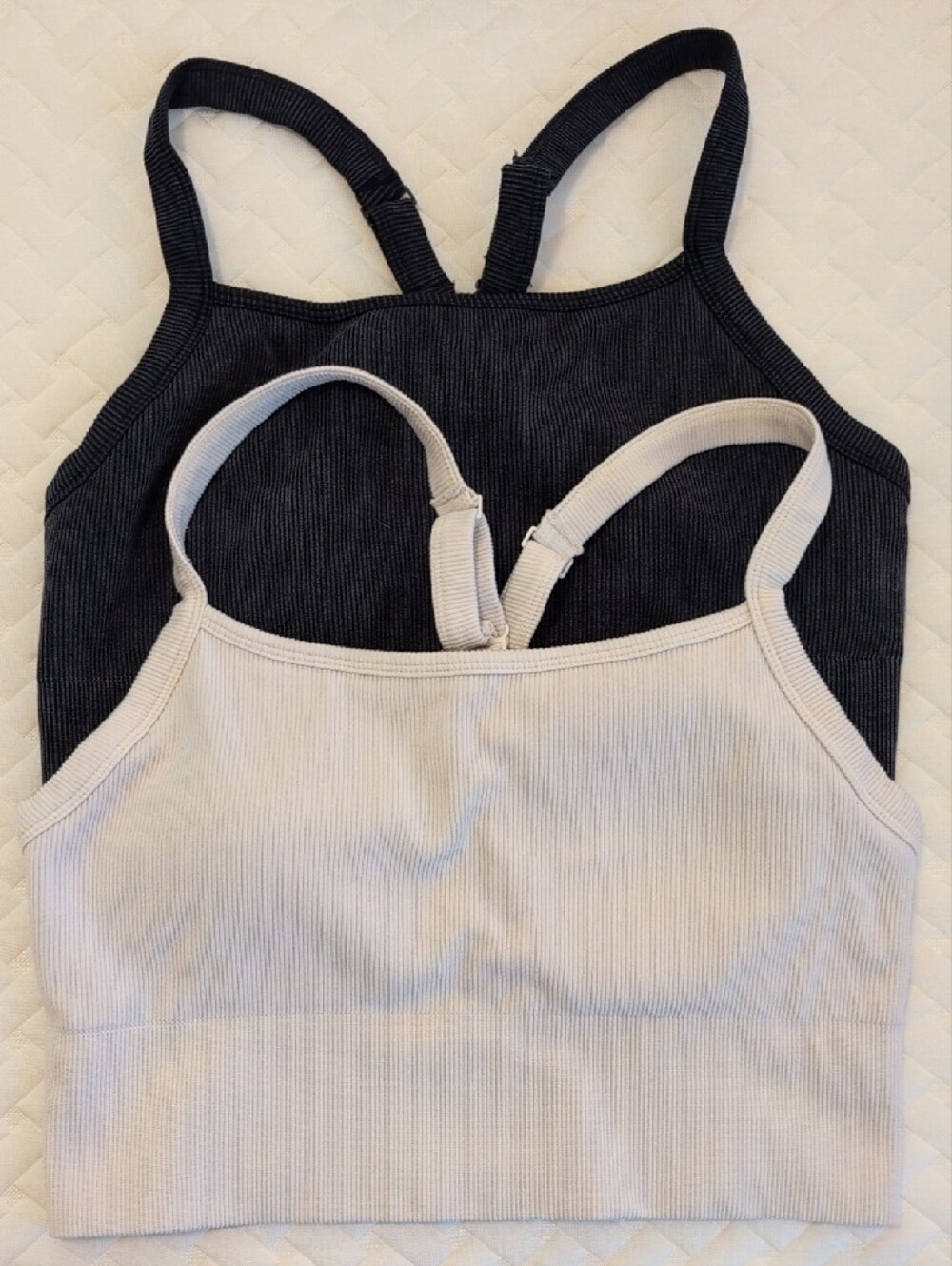 YOGALICIOUS Seamless Rib Illume Tank Bundle of 2 Ribbed Cross Back Bralette XL - Picture 1 of 11